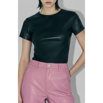 AS by DF Brando Stretch Leather Tee in Black at Nordstrom, Size X-Small