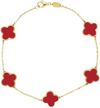 Italian Gold, Inc 14K Coral Clover Stackable Bracelet