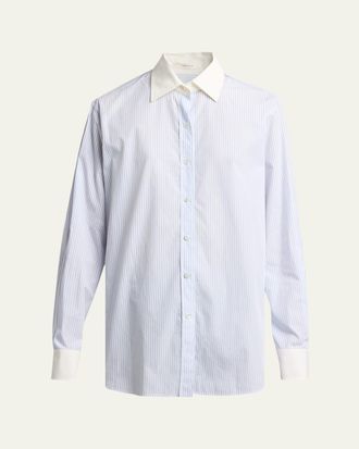 The Row Hilbert Striped Button-Down Tunic Shirt