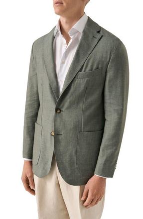 Eton Wool & Silk Soft Jacket in Medium Green at Nordstrom, Size 38 Us