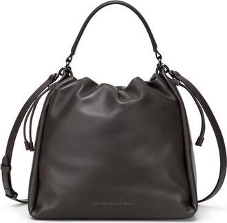 Brunello Cucinelli Soft leather Mellow Bucket bag in Brown at Nordstrom