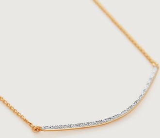 Monica Vinader Gold Riva Diamond Wave Necklace adjustable 48cm/18 Diamond
