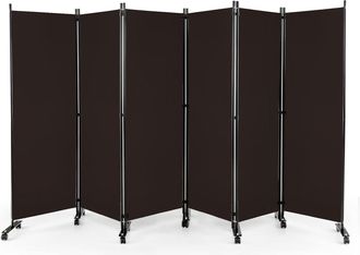 Costway Costway - Biombo De Dormitorio De 6 Paneles, Separador De Ambientes Plegable, Pantalla De Privacidad Rodante De 172 Cm Con Ruedas Bloqueables, Pared S