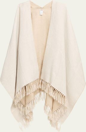 Brunello Cucinelli Linen Platinum Fringed Poncho