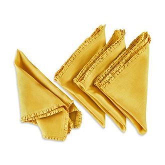 Solino Home Linen Dinner Napkins - Juliette Ruffle, 20 x 20 in Mustard Yellow at Nordstrom, Size Large