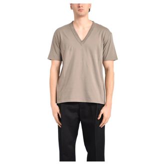 Mauro Grifoni T-Shirts, male, Brown, Size: 2XL Double V-neck T-shirt