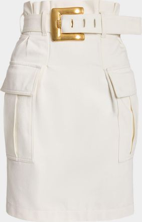 Balmain 2-Pockets Belted Pencil Skirt