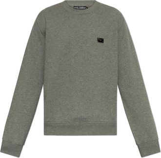 Dolce & Gabbana Sweatshirt met logo - Heren - Sweatshirts - Grijs - S - Katoen - Hoodies & sweatvesten
