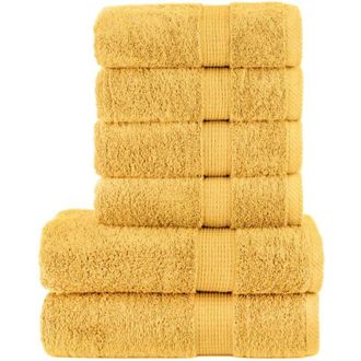 vidaXL Juego De Toallas Premium Solund 6 Unidades Dorado 600 Gsm Vidaxl