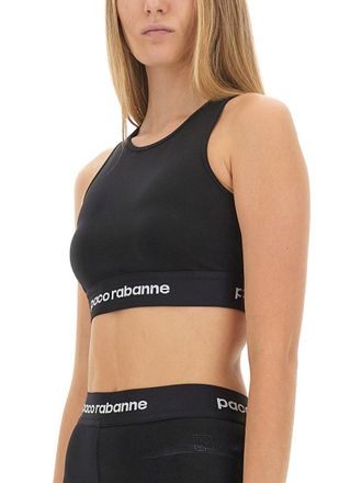 Paco Rabanne Logo-Embroidered Polyamide T-shirt - Black