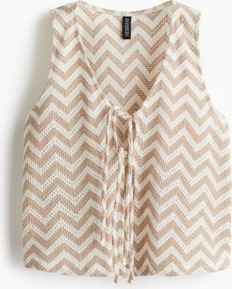 H&M Gilet aus Jacquardstrick mit Bindeb&auml;ndern - White