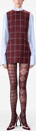 Thom Browne Windowpane Hunting tweed mini dress - Red