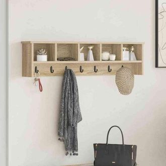 vidaXL Vidaxl - Perchero De Pared Con Estante Roble Sonoma 100 X 16 X 26 Cm