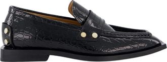 Ganni Zwarte Croco Loafers voor Dames - Dames - Loafers - Zwart - 37 EU - Schoenen