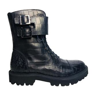 Pollini Lace-up Boots, female, Black, Size: 10 US stivali e stivaletti Pelle