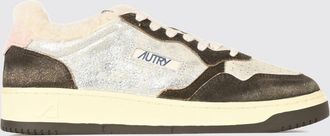 Autry Medalist Low Leather Sneakers with Shearling Lining and Suede Details