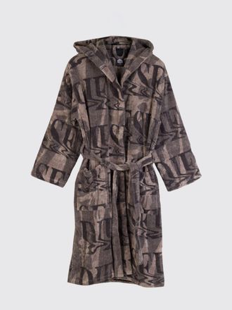 Diesel Accappatoio in spugna di cotone con cappuccio e logo jacquard