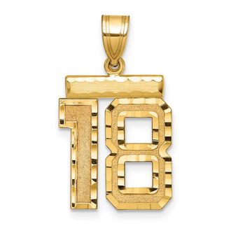 Diamond2Deal 14k Yellow Gold Medium Diamond-cut Number Charm Pendant