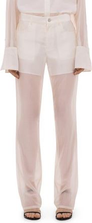 Helmut Lang Sheer Bootcut Pants in Soft White at Nordstrom, Size 12