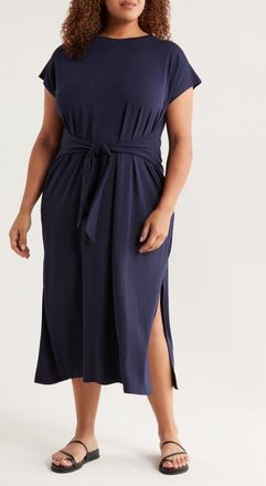 Eileen Fisher Tie Waist Jersey Maxi Dress in Ink at Nordstrom, Size 3X