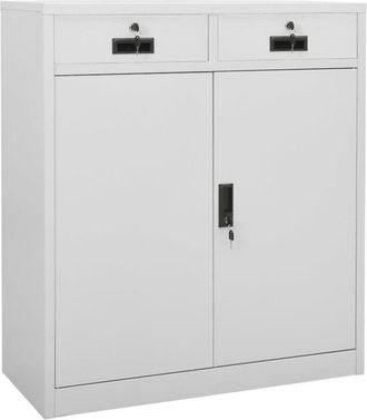 vidaXL Office Cabinet Light Grey 90x40x102 cm Steel Vidaxl