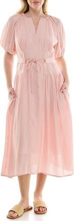 Nicole Miller Crinkle Puff Sleeve Mid Dress in Peek-A-Boo at Nordstrom Rack, Size 14