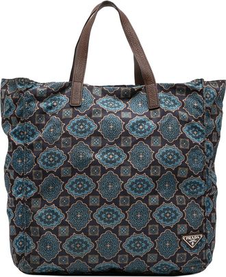 Prada Pre-owned Womens Tessuto Stampato Tote - Dark Blue Textile - One Size