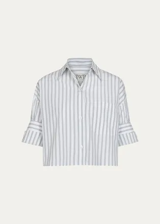 TWP Next Ex Shirt in Stripe Shirting