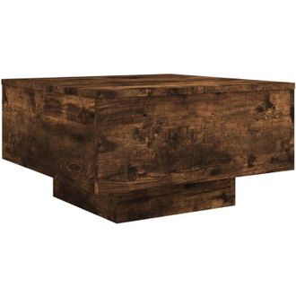 vidaXL Mesa de centro con luces led roble ahumado 55x55x31 cm Vidaxl