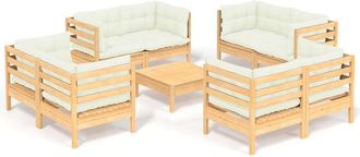 vidaXL Vidaxl Muebles De Jard&iacute;n 9 Piezas Cojines Madera De Pino Color Crema
