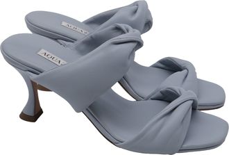 Aquazzura Twist Slide Sandal Heels in Blue Leather