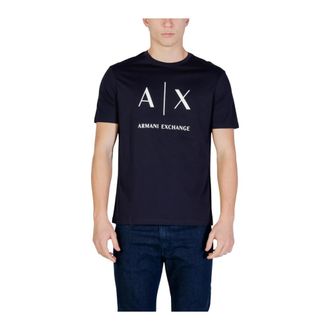 A|X Armani Exchange T-shirt van katoen met ronde hals en korte mouwen - Heren - T-shirts - Blauw - L - Katoen - Tops
