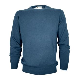 Cashmere Company Round-neck Knitwear, male, Blue, 3XL, Maglia Girocollo
