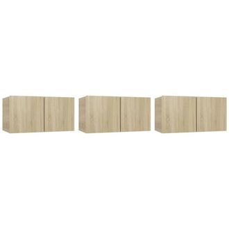 Berkfield Home Hanging TV Cabinets 3 pcs Sonoma Oak 60x30x30 cm in Light Brown | Size: 60 x 30 x 30 cm