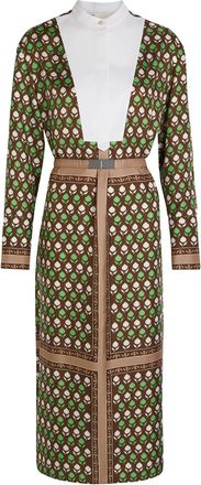 Tory Burch Printed Silk Midi Shirt Dress - Brown - S (UK8-10 / S)