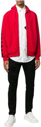 Dsquared2 Logo Print Hoodie - Heren - Vesten met rits - Rood - M - Katoen - Hoodies & sweatvesten