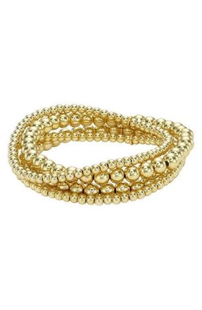 Zoe Lev Jewelry Set of 4 Assorted Stretch Beaded Bracelets in Yellow Gold at Nordstrom