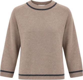 Marella Emmegrege Trui - Dames - Ronde hals truien - Beige - L - Wol - Truien & Vesten