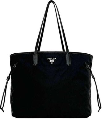 Prada Black Nero Nylon Saffiano Triangle Tote Bag (Pre-Owned)