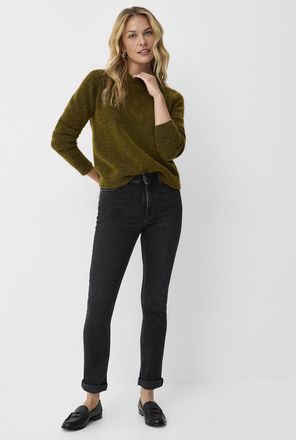 Contemporaine Womens Dark grey rolled-hem stretch jean Fit: Slim leg, regular waist