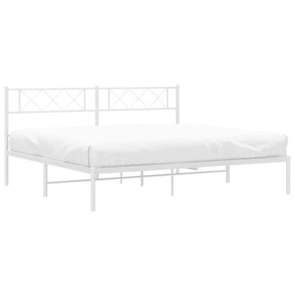 Berkfield Home Metal Bed Frame with Headboard White 160x200 cm