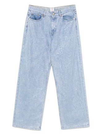 Casablanca crystal-embellished jeans - women - Polyurethane/glass/Cotton/Polyester/Viscose/Cotton - 26 - Blue