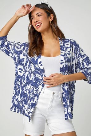 Roman Abstract Print Stretch Jersey Kimono