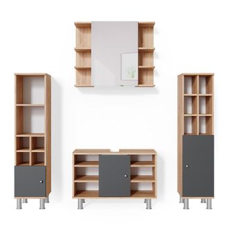 Vicco Conjunto De Muebles De Ba&ntilde;o Fynn, Roble Dorado, 4 Piezas