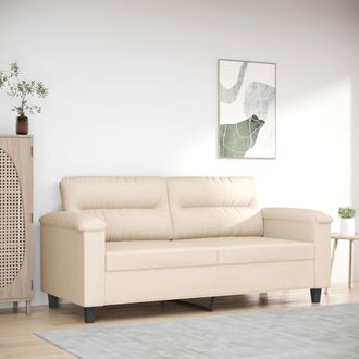 vidaXL Sof&aacute; De 2 Plazas De Tela De Microfibra Beige 140 Cm Vidaxl