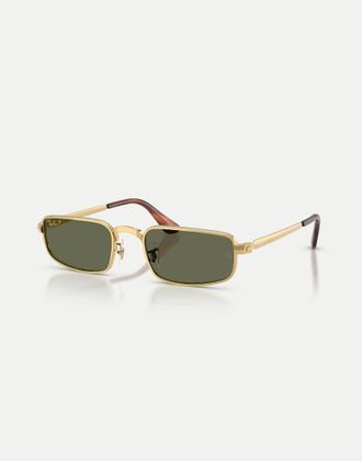 Ray-Ban RB3927 - Occhiali da sole rettangolari color oro Arista con lenti verdi polarizzate