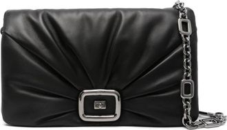 Roger Vivier Viv Choc Large Gedrapeerde Leren Clutch - Dames - Clutches - Zwart - ONE Size - Leer - Tassen