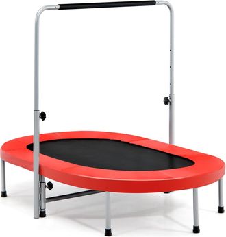 Costway Trampol&iacute;n Cama El&aacute;stica Ovalada Doble Para 2 Personas Plegable Fitness Con Empu&ntilde;adura Y Almohadilla De Seguridad (rojo) - Costway