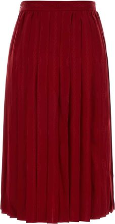 Gucci Pleated Silk Skirt - Red