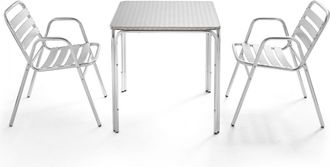 Oviala Mesa cuadrada de aluminio y 2 sillones de jard&iacute;n Nothing Hill